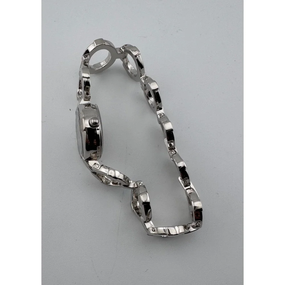 Avon Silver‎ Tone Bracelet Watch Round White Dial Open Link Chain F3216221 2008